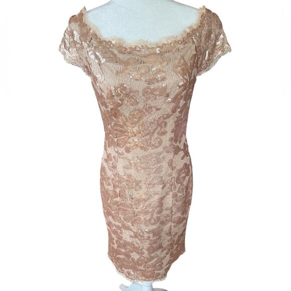JS Collections NWT Gold Sequin Elegant Mother of Bride Gold Dress- Size 8 - Picture 2 of 12